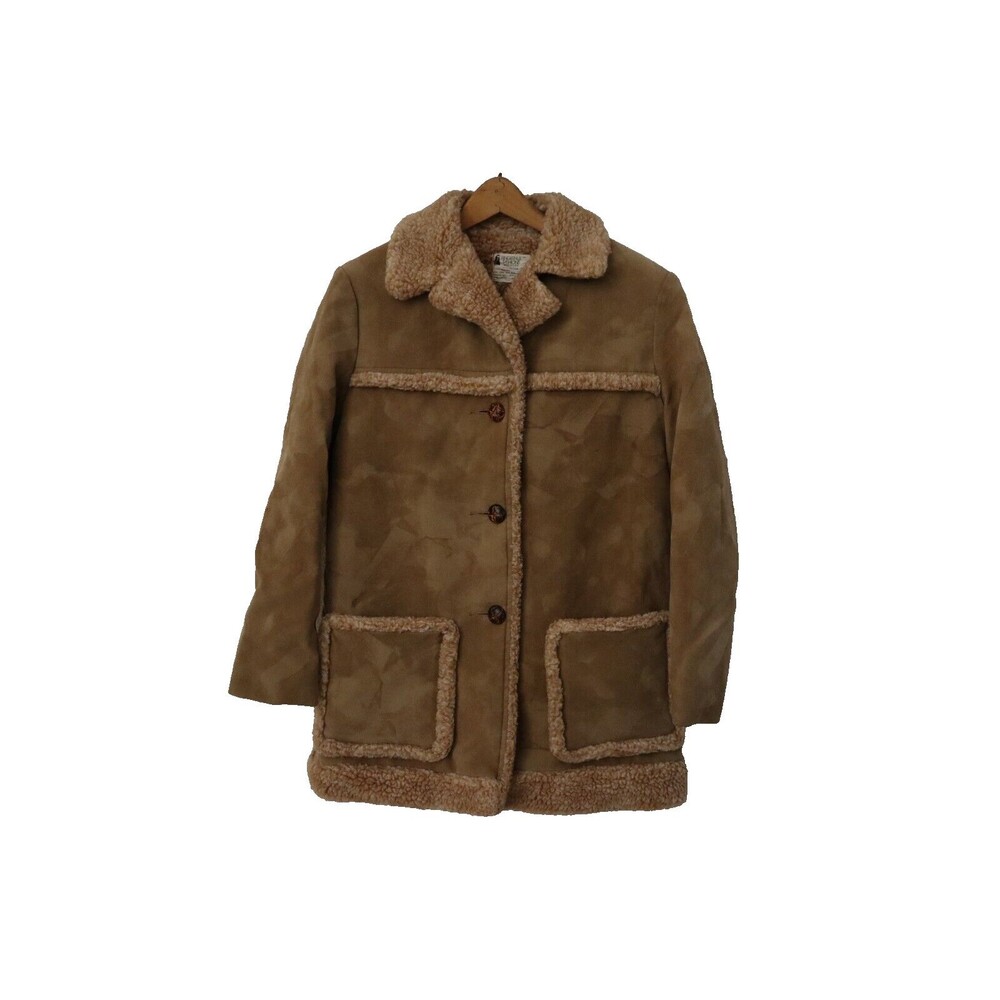 READ* Vintage Fingerhut Fashions Faux Suede Shearling Coat Jacket Size 14